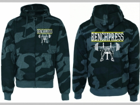 Bench Press  hrubá maskáčová mikina na zips s kapucou vzor Nightcamo-Nočný maskáč "Splinter"